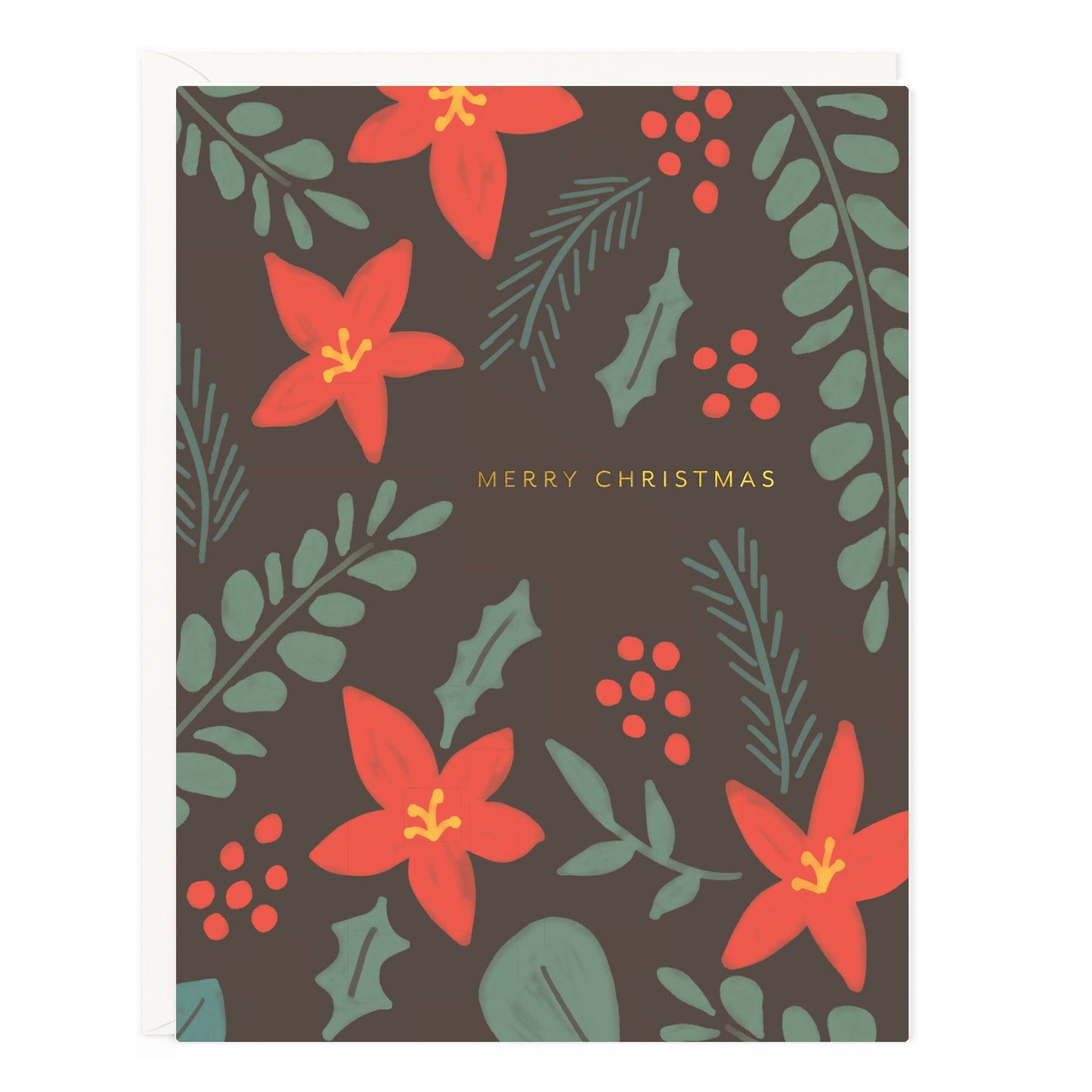 Merry Christmas Poinsettia Card