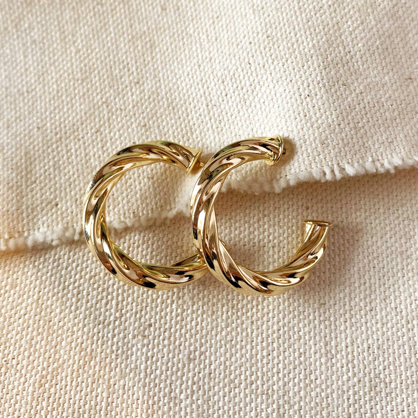 18k Gold Filled Twisted Half-Hoop Earrings | Large