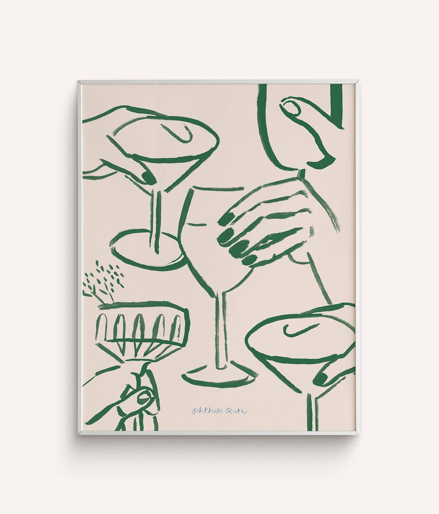 Cheers Cocktail Print: Green / 11 x 14