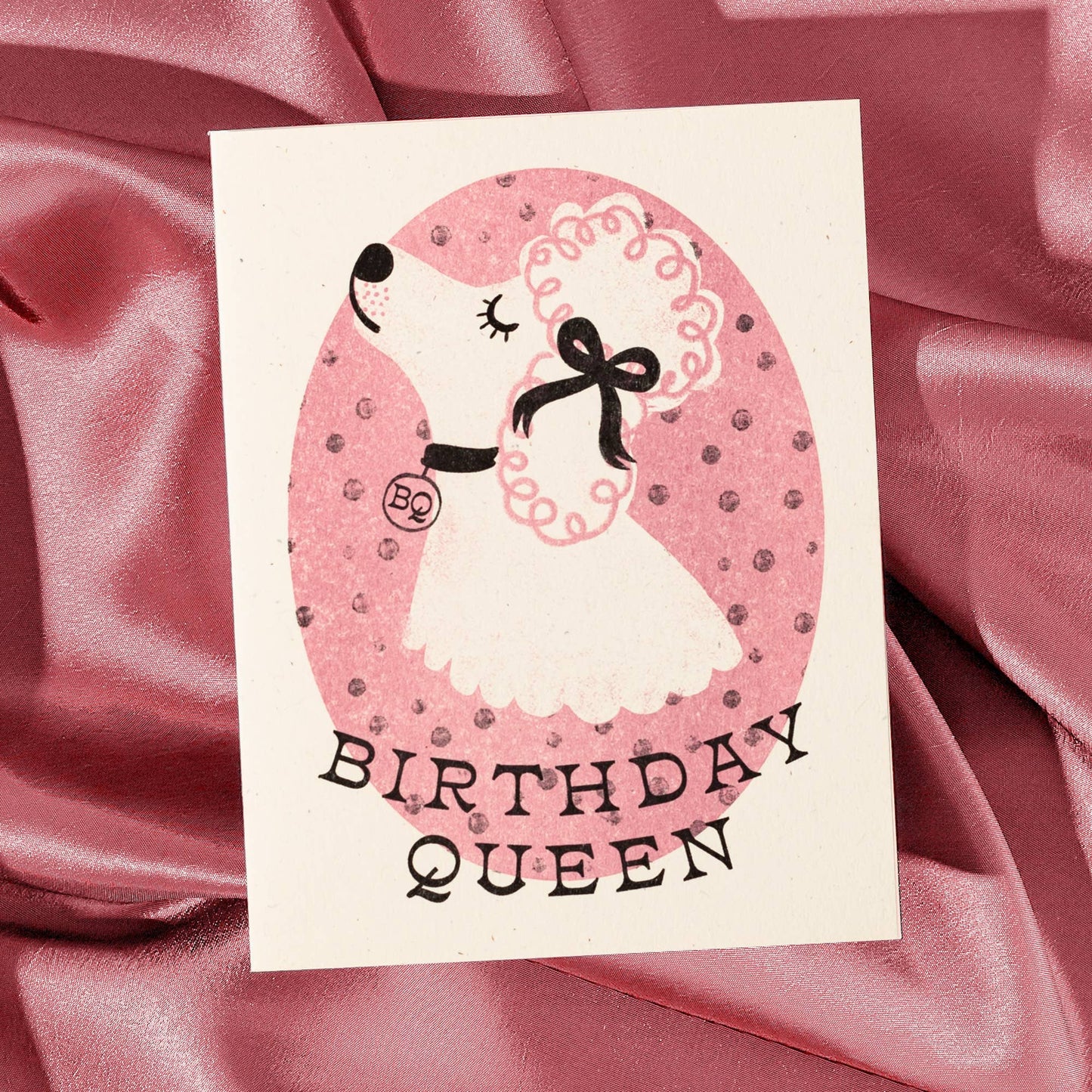 Birthday Queen Dog - Risograph Card