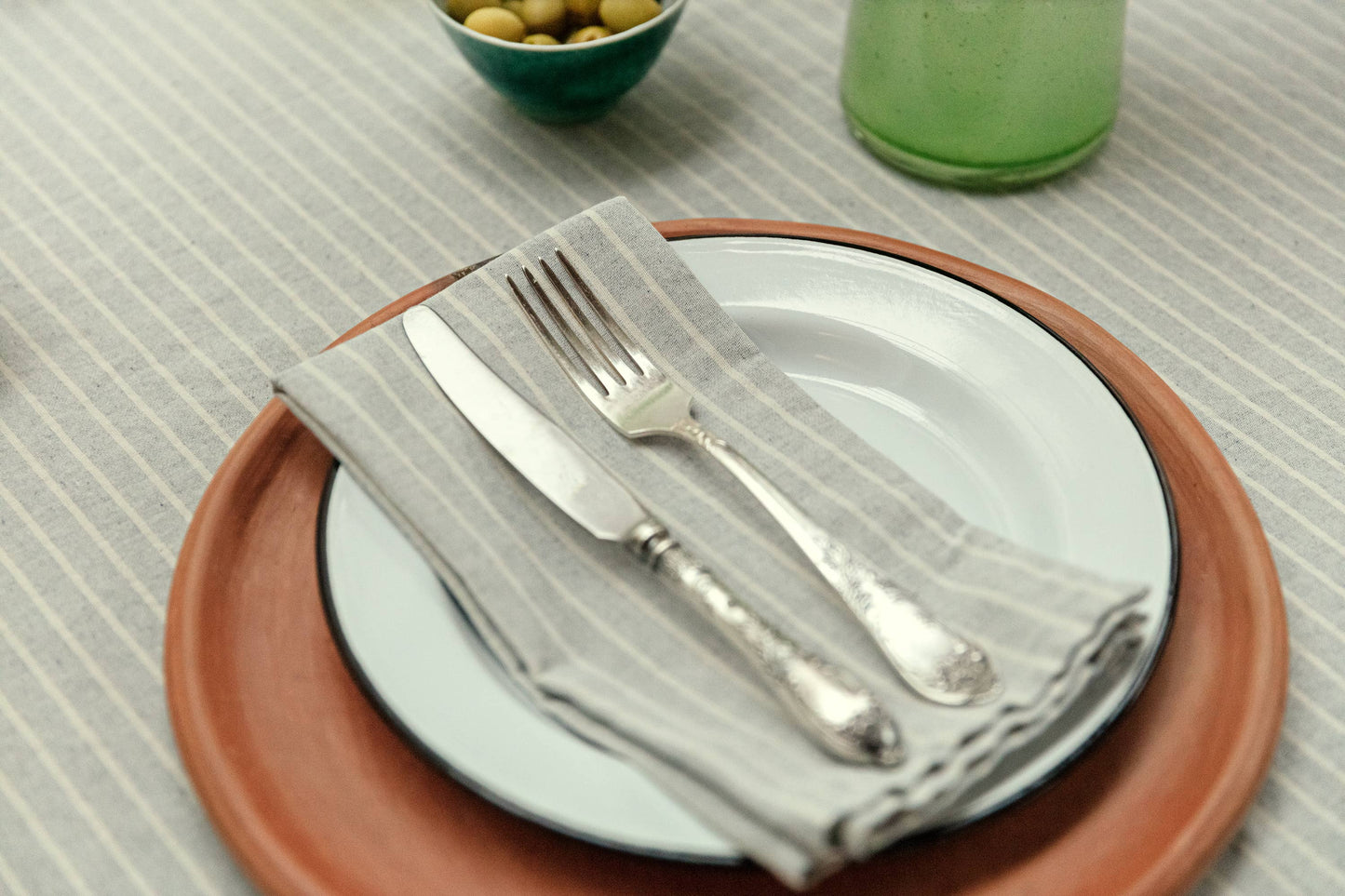 Recycled Cotton Napkins Gray Striped | Set of 4