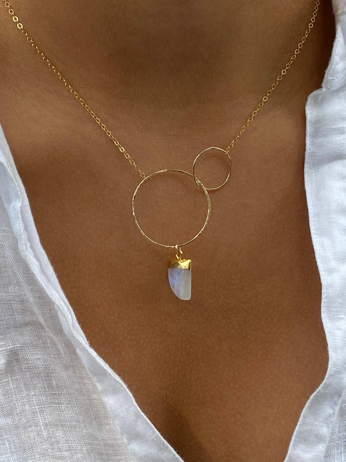 Moonstone double circle necklace