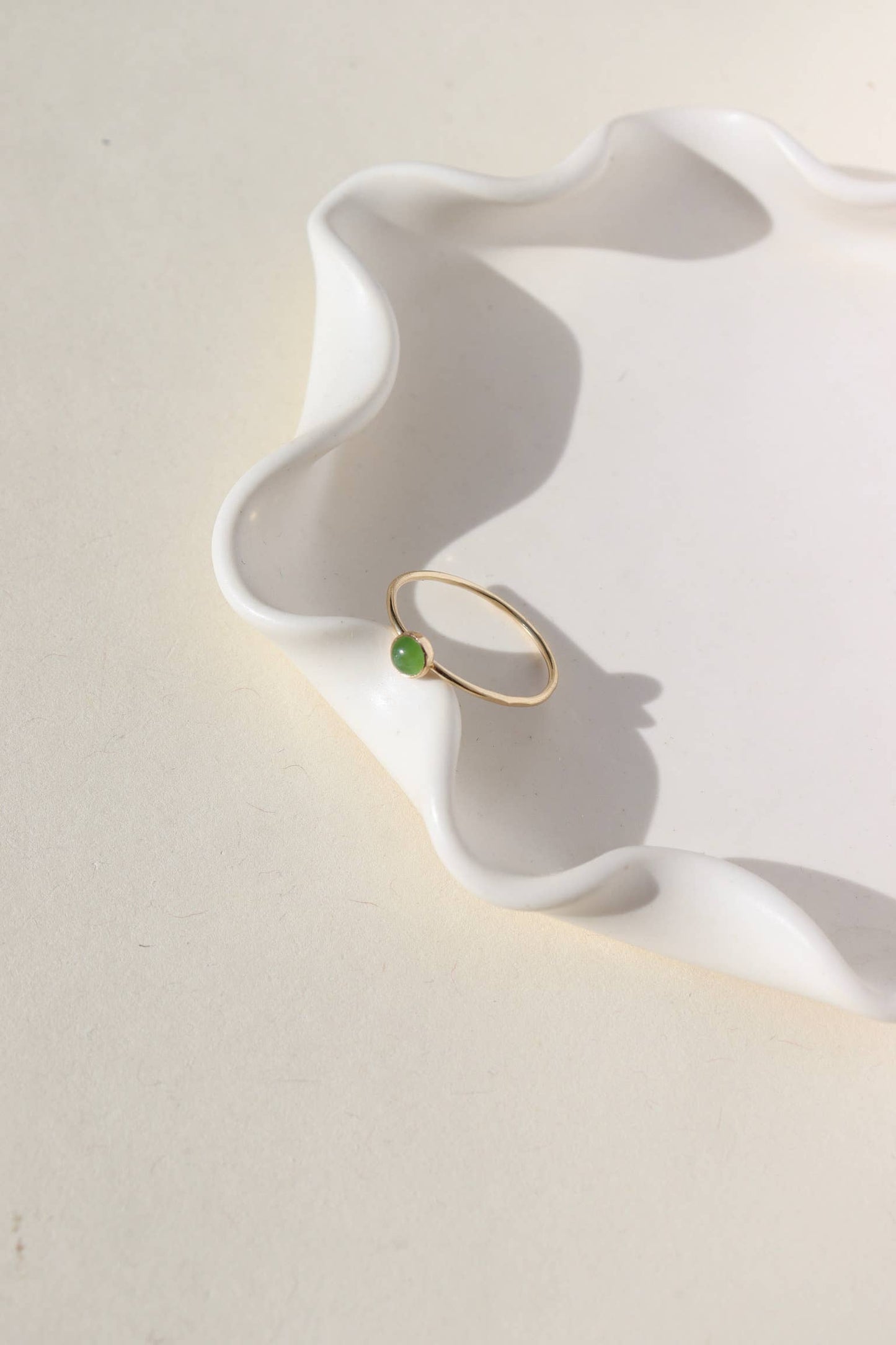 Jade Ring | Green Gemstone Ring: 14k Gold Fill / 7