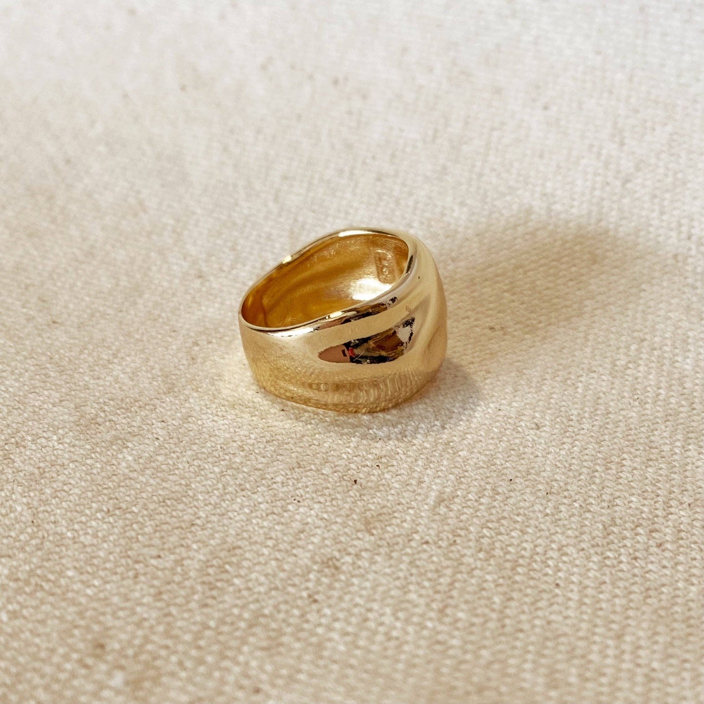 18k Gold Filled Wavy Wide Band Ring | 6