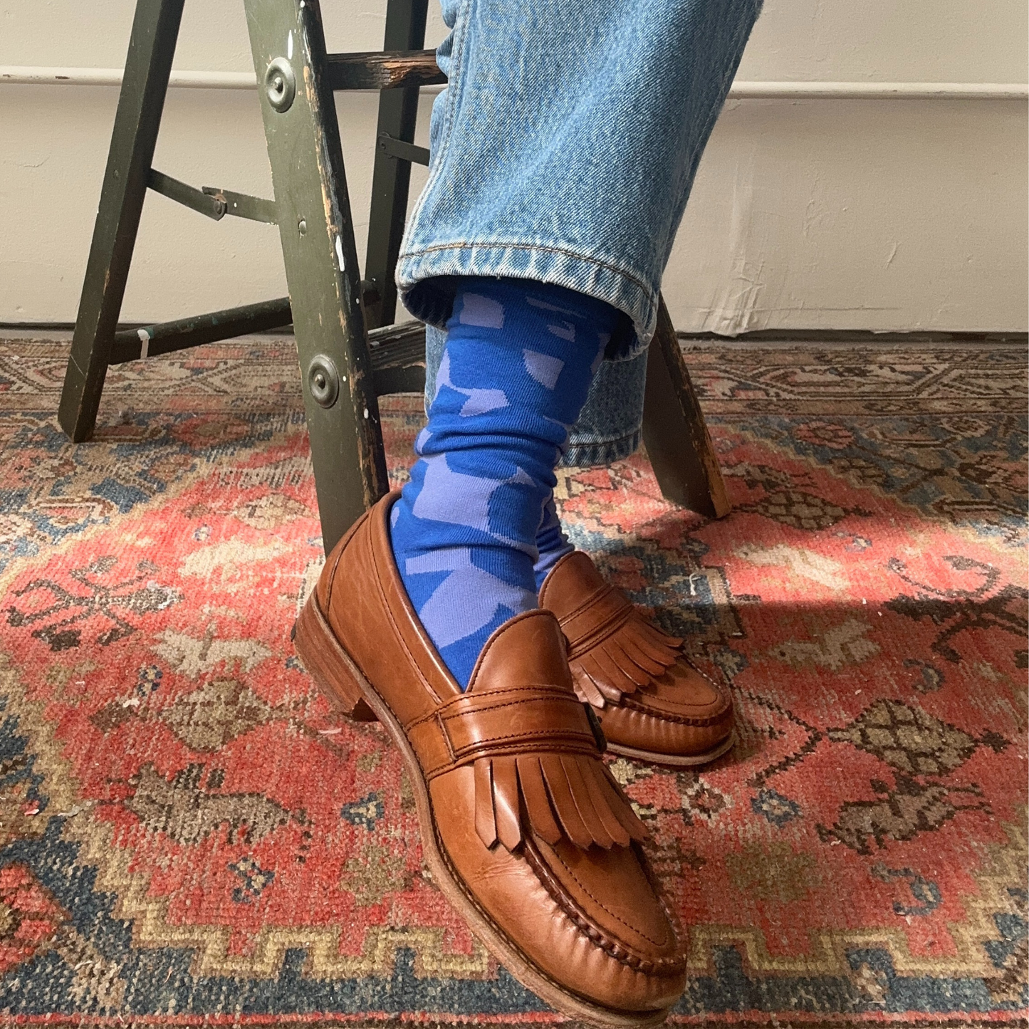 Crew Socks | Checks in Cobalt & Periwinkle