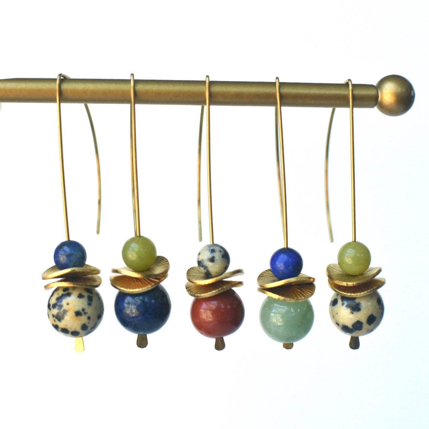 Bonita Drop Earrings : Dalmatian Jasper w/ Blue