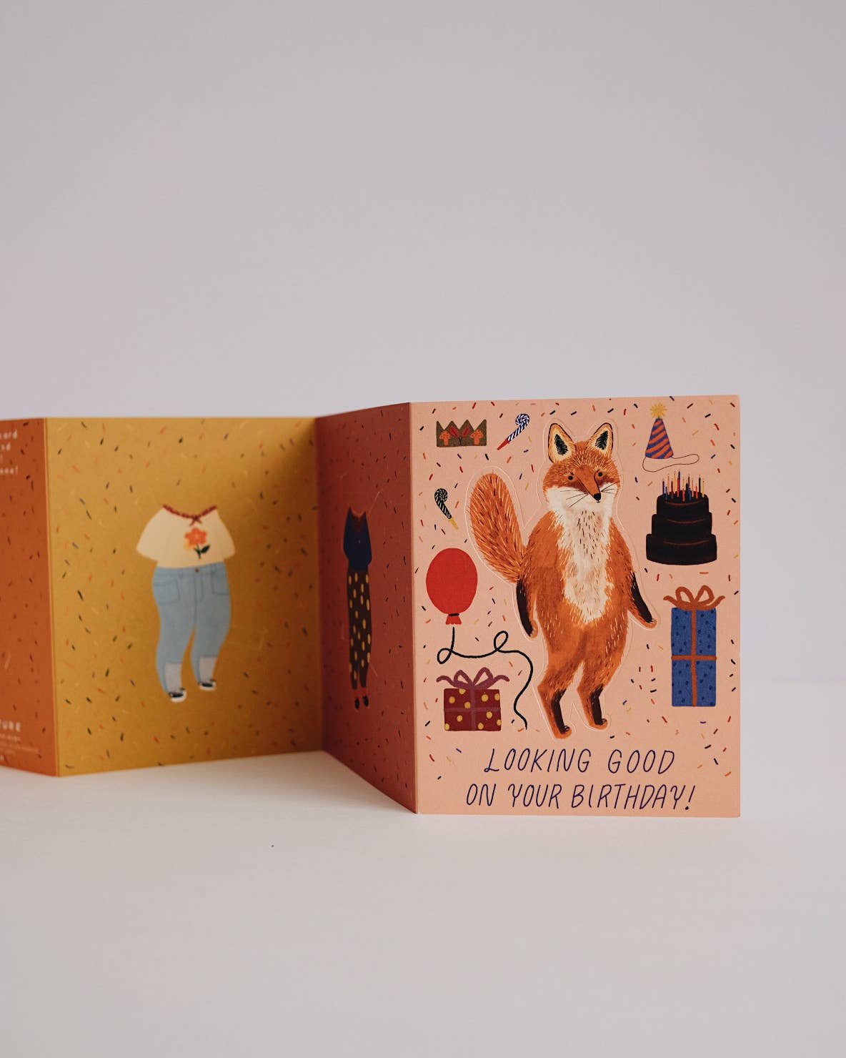 Fox Paper Doll Birthday Card