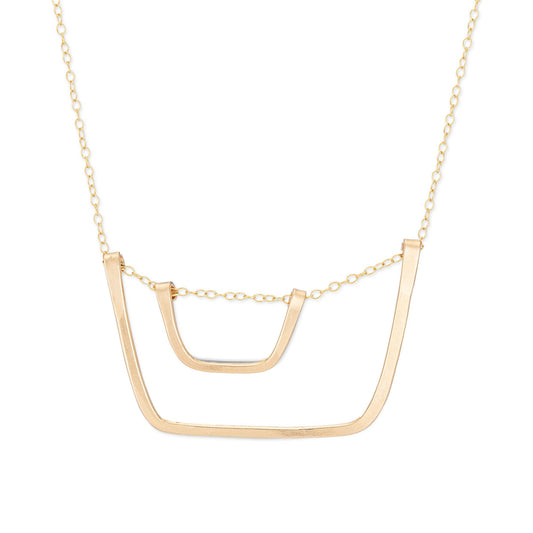 Bold Bucket & Pail Geometric Squares Handmade Necklace: Gold filled / 16"