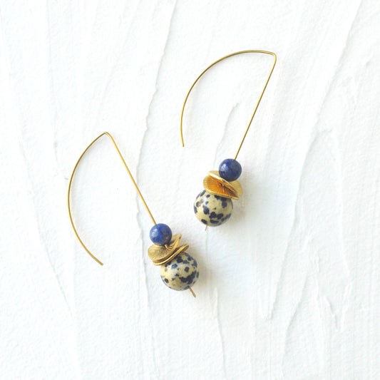 Bonita Drop Earrings : Dalmatian Jasper w/ Blue