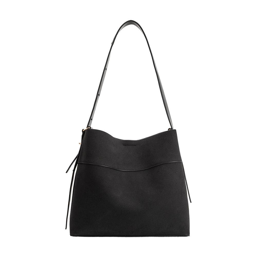 Stormie Black Vegan Suede Tote Bag