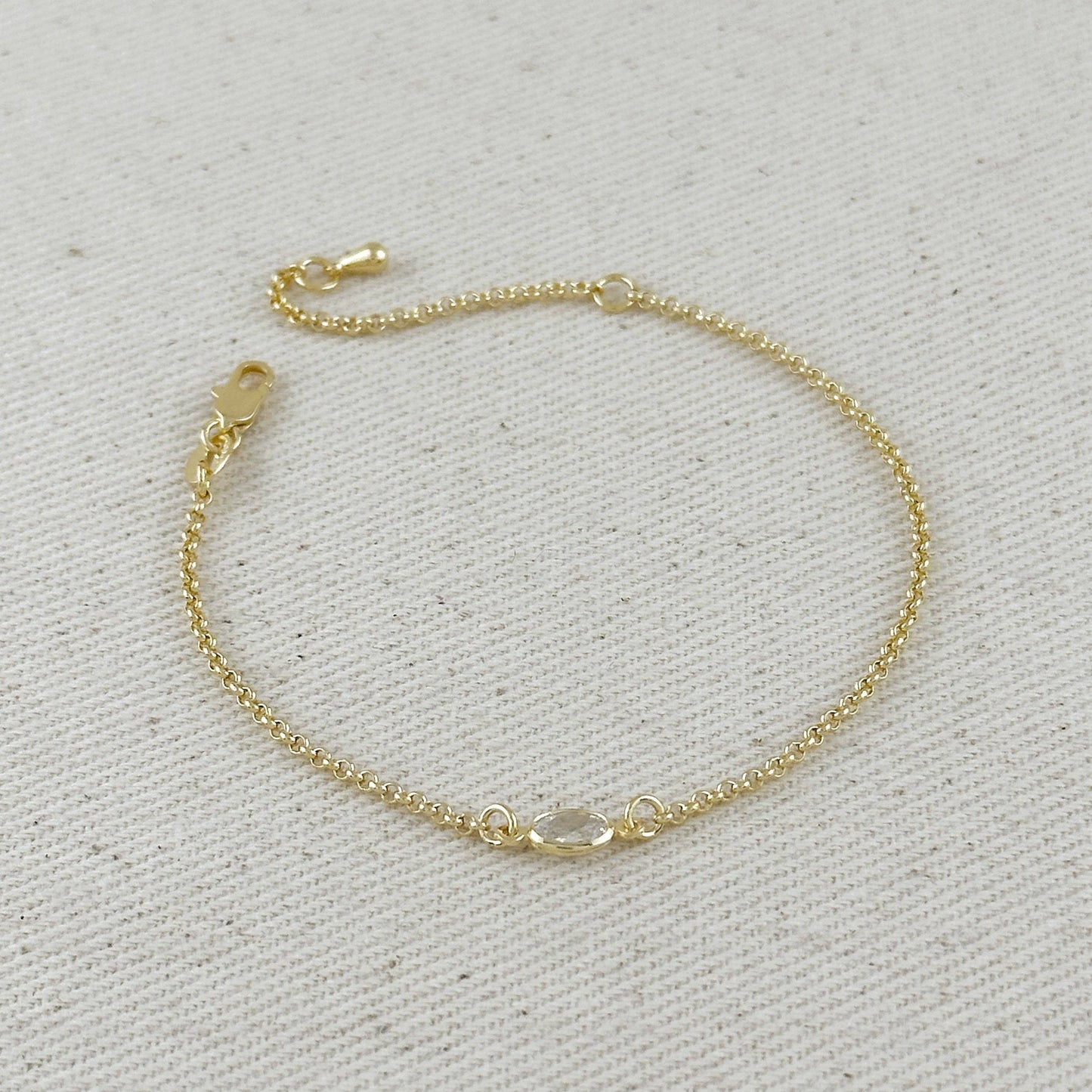 18k Gold Filled CZ Solitaire  Bracelet