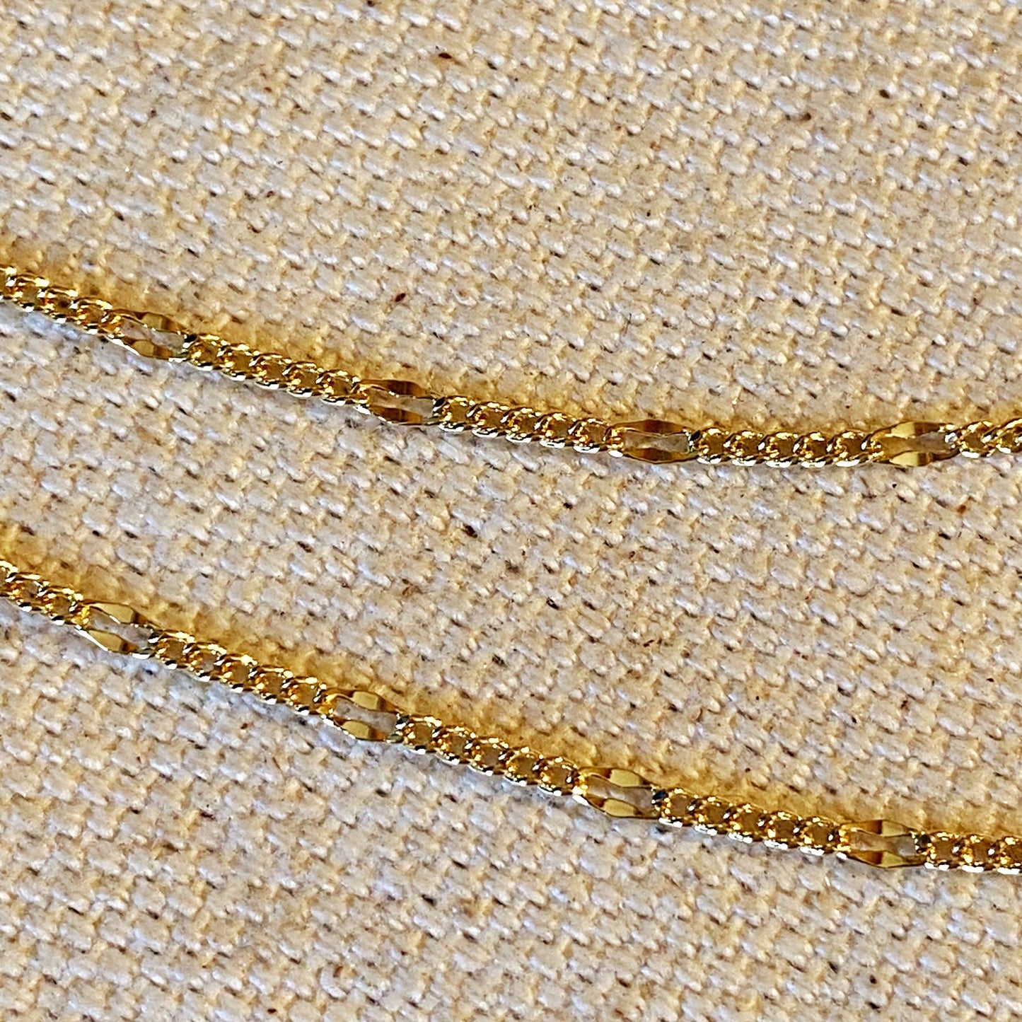 18k Gold Filled Beaten Figaro Chain | 16 inches