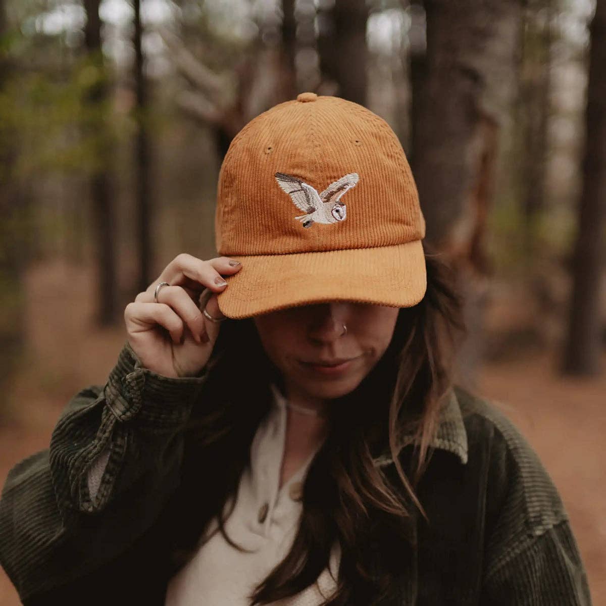Barn Owl Corduroy Hat: Amber
