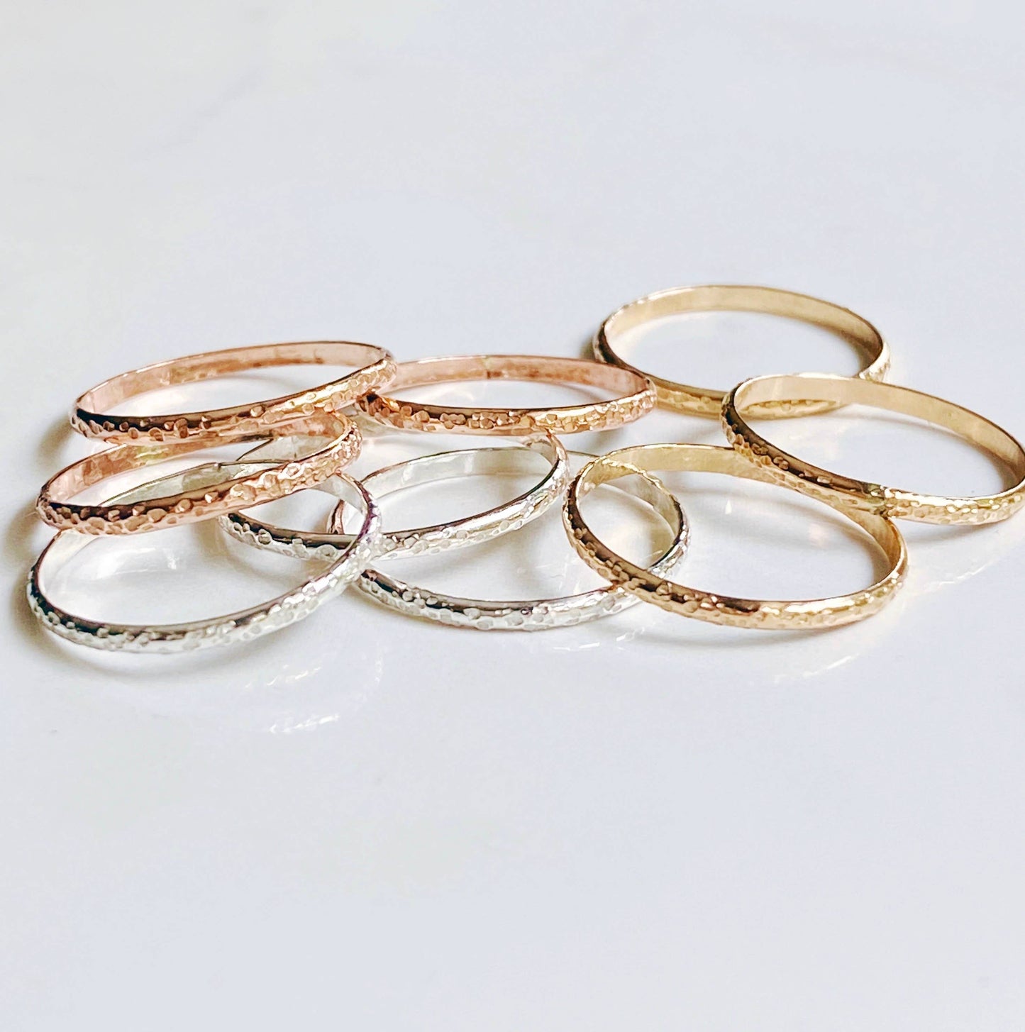 Sandstone stackable rings: Sterling Silver