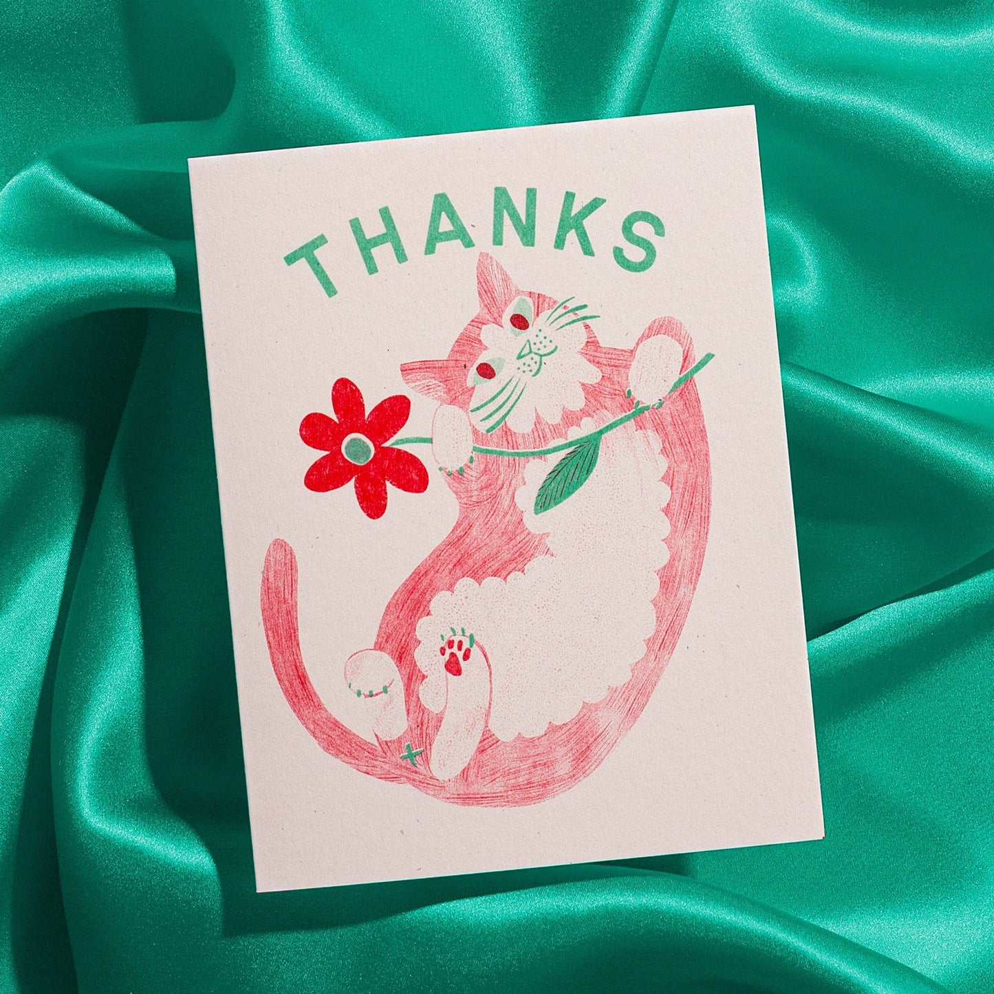 Thanks Cat & Flower Card