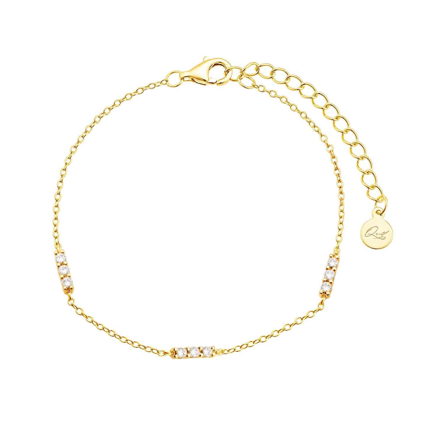 Finn 14K Gold Vermeil Triple CZ Bar Bracelet