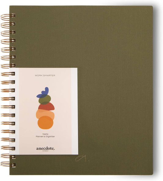The Yearly Planner -Undated 52 week planner - Spiral Bound : Olive