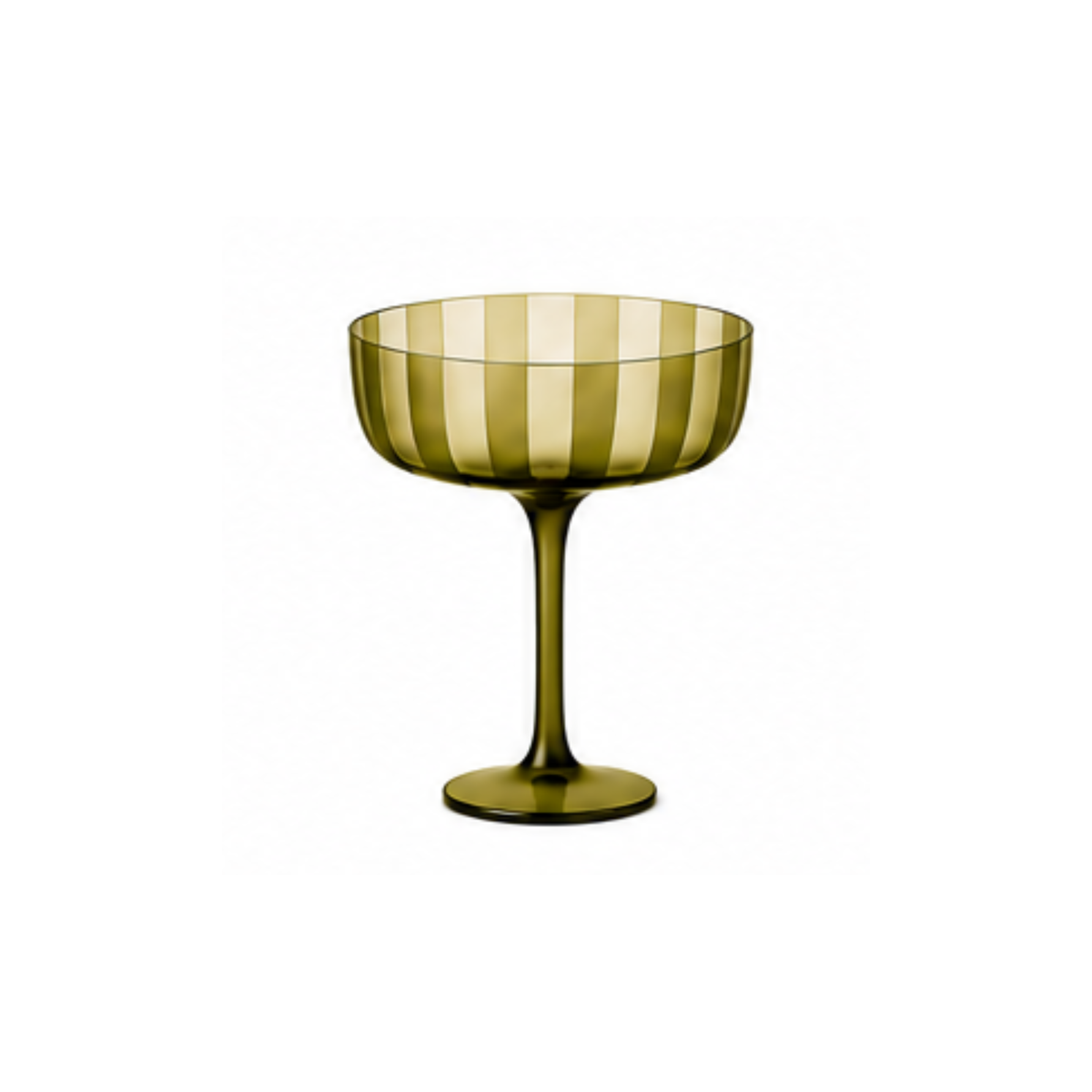Stripe Coupe Glass: Olive