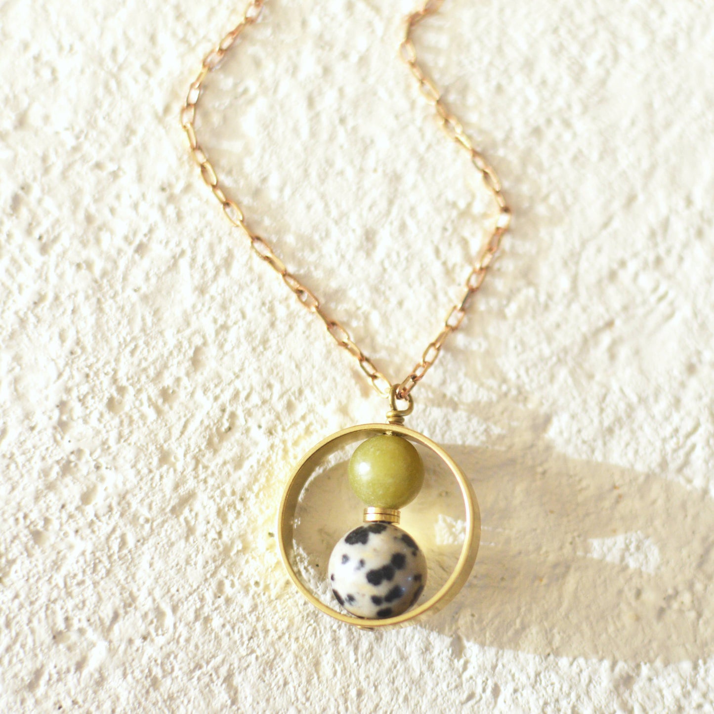Billie - Nested Gemstone Circle Pendant Necklace: Blue Lapis Lazuli