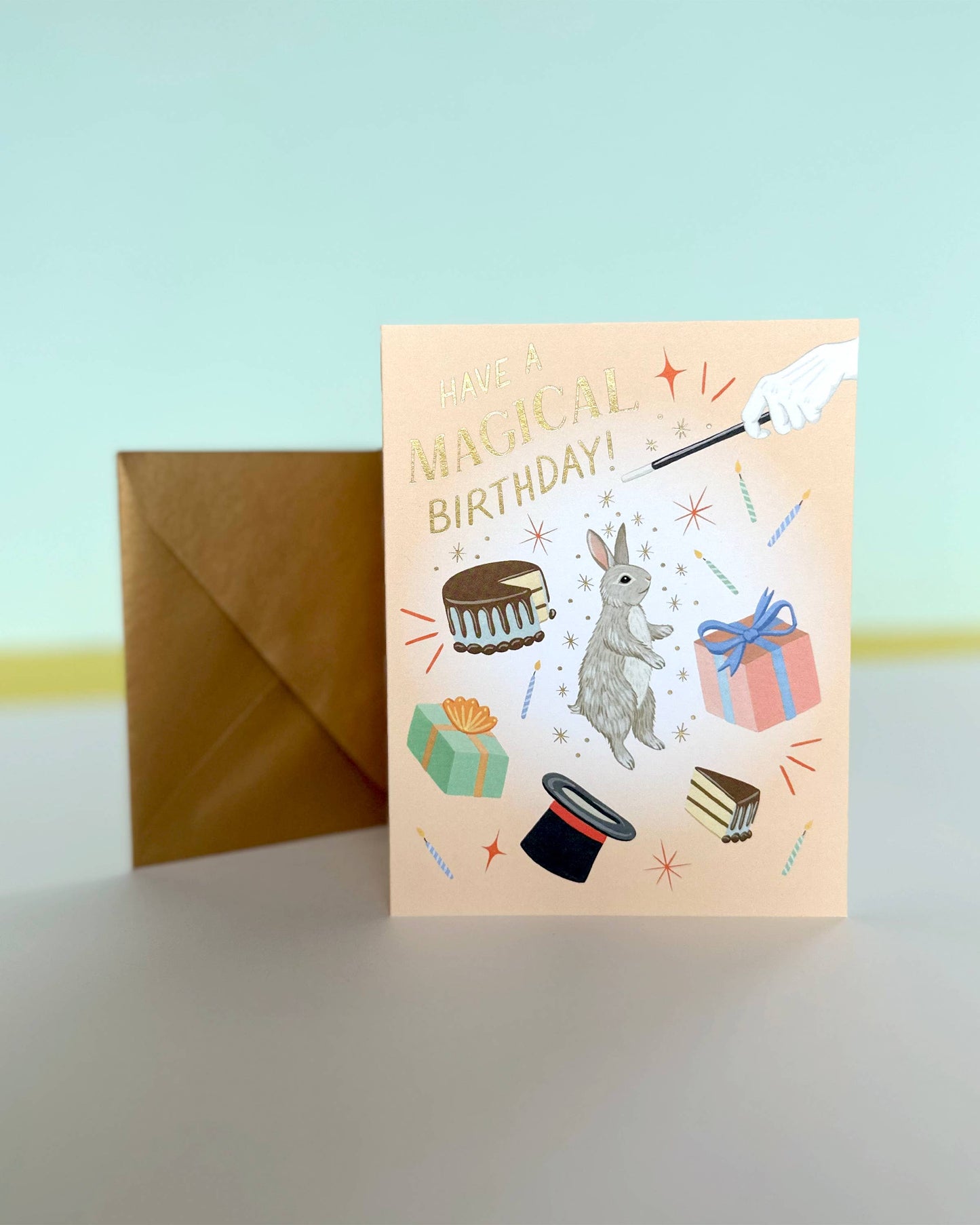 Magical Bunny Magician Top Hat Birthday Card *Foil Stamped*