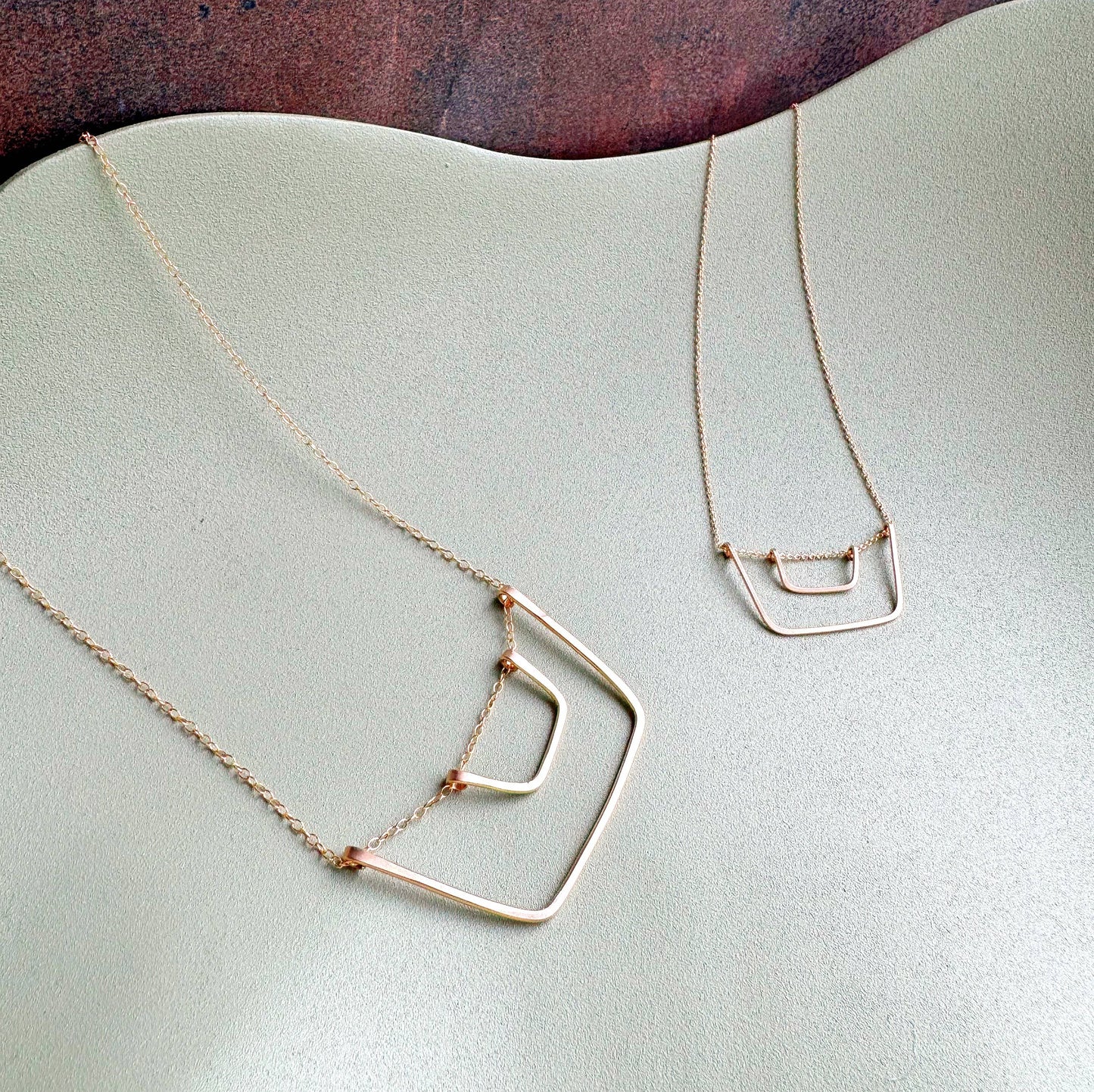 Bold Bucket & Pail Geometric Squares Handmade Necklace: Sterling silver / 16"