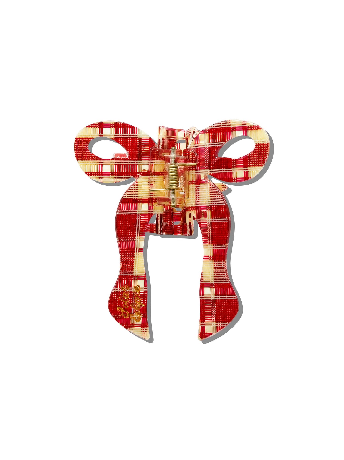 Hand-painted Coquette Bow Claw Hair Clip | Eco-Friendly: Red Plaid