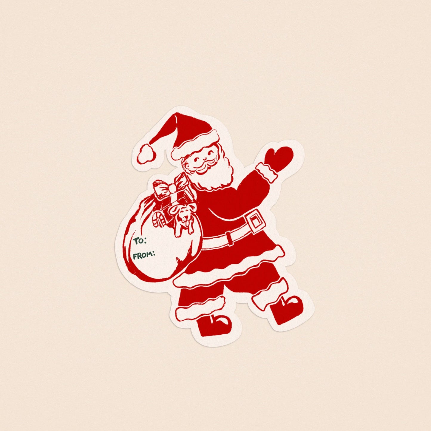 Holly Jolly Vintage Santa Matte Gift Label Sticker
