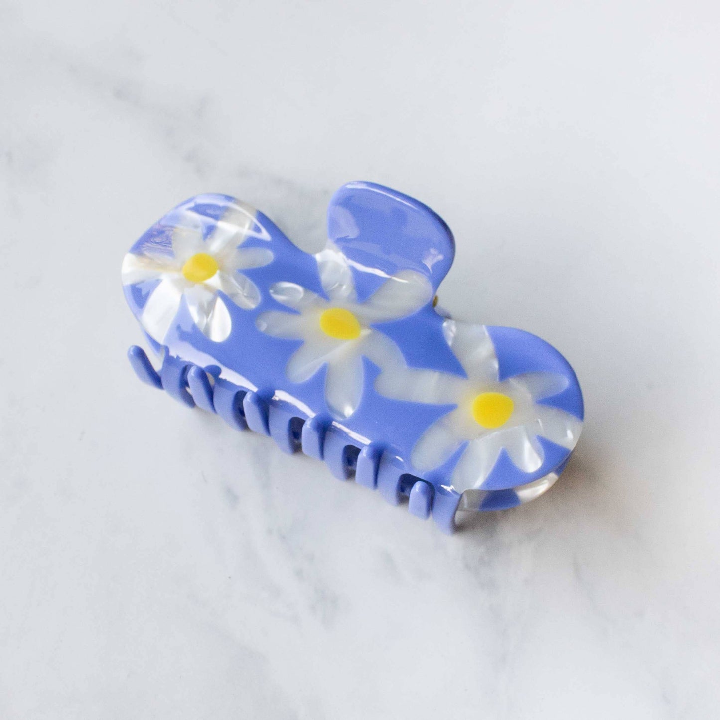 Daisy Flower Curved Hair Claw Clip | Blue