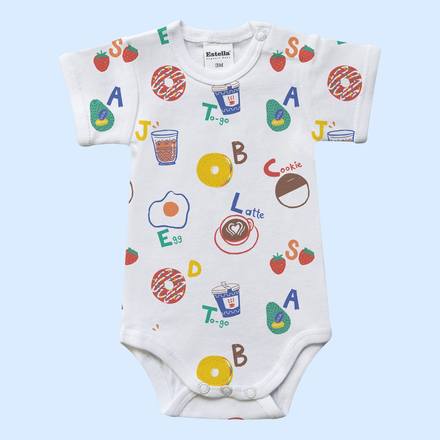 Brunch ABC All-Over Print Organic Baby Bodysuit | 0-3M
