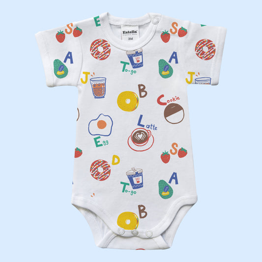 Brunch ABC All-Over Print Organic Baby Bodysuit | 0-3M