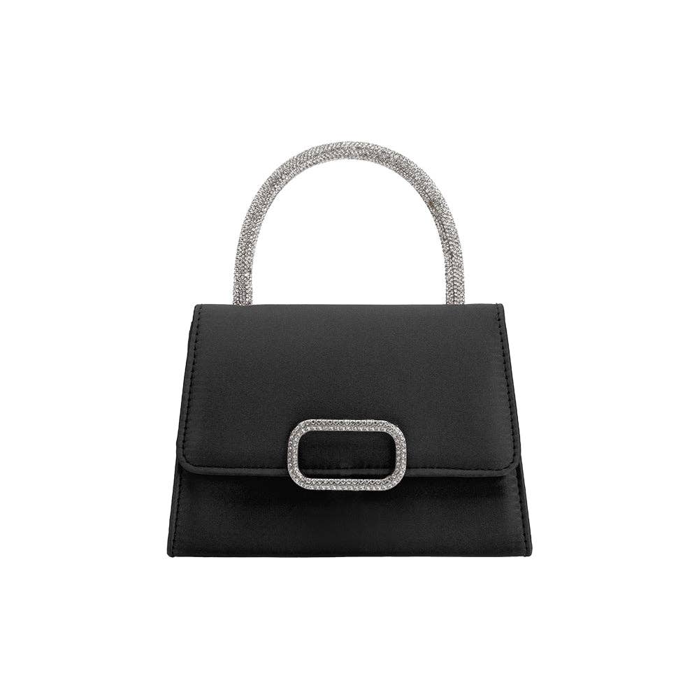 Sadie Black Satin Top Handle Bag