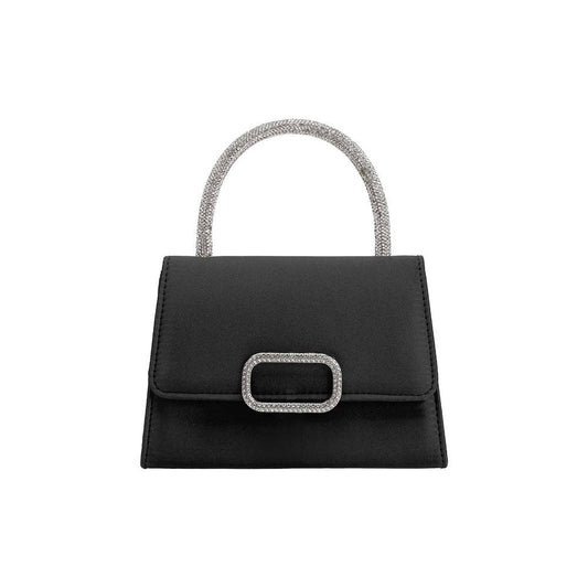 Sadie Black Satin Top Handle Bag