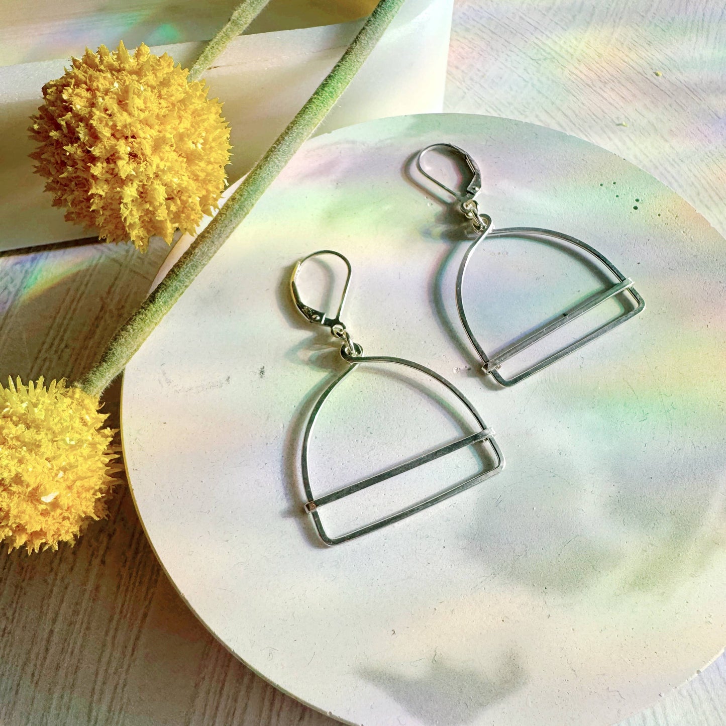 Porta Arch Doorway Hammered Earrings | Silver