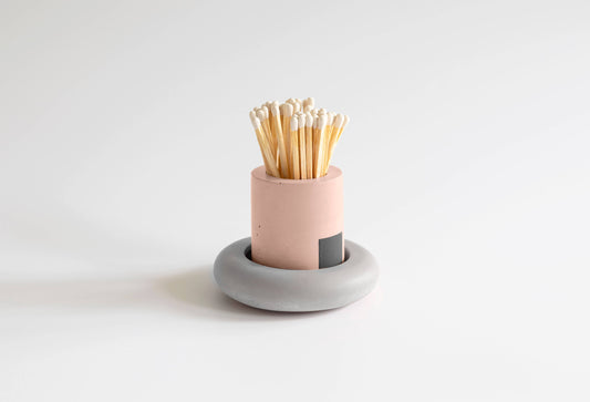Concrete Match Holder Set | Pink+Gray