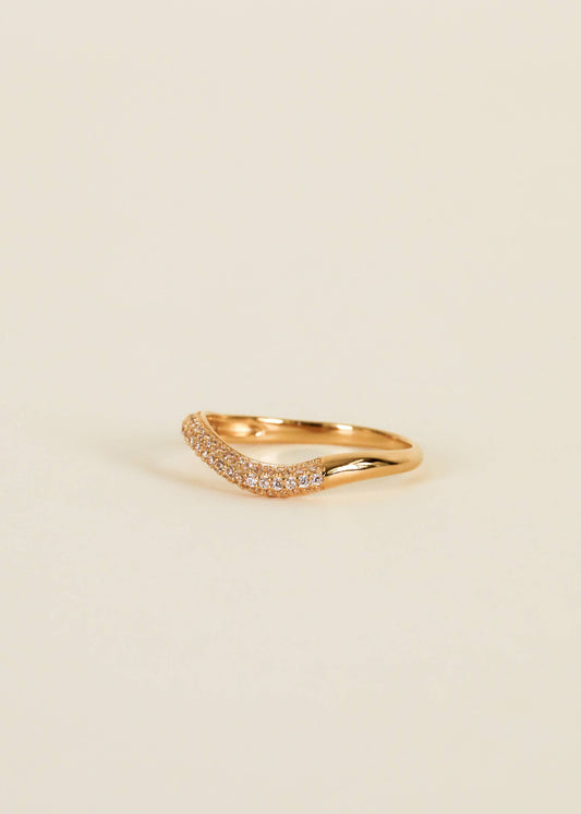 Pave Wave Champagne CZ Ring: 6