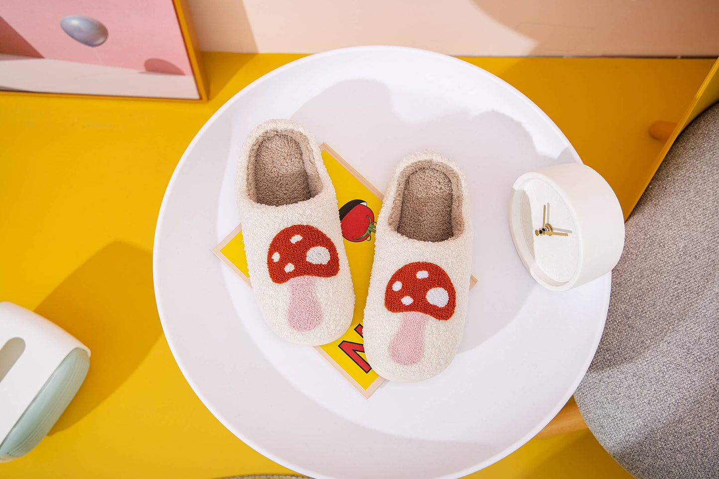 Mushroom Illustrated House Slippers | Medium