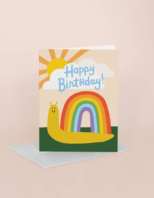 Snail Rainbow Birthday Greeting Card