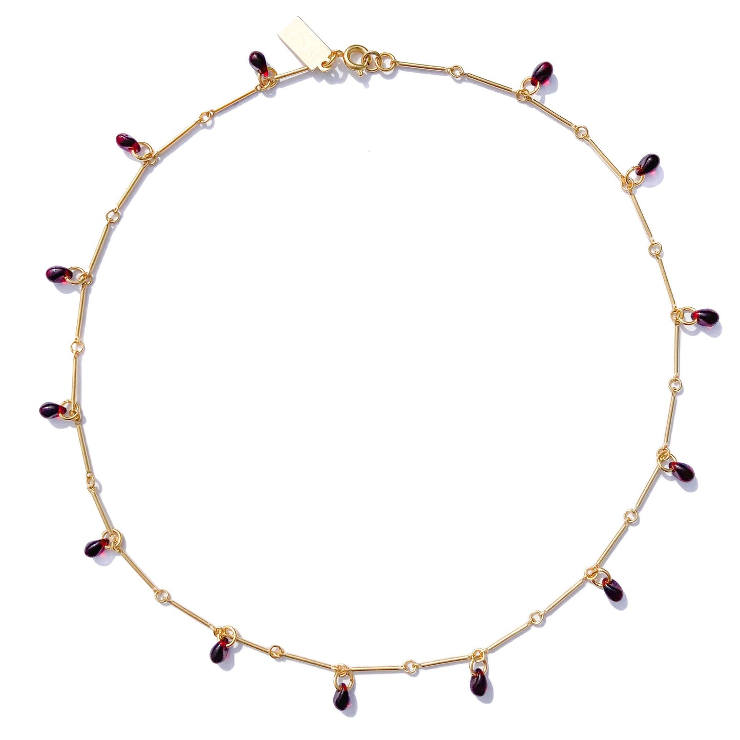 Teardrop Fringe Necklace in Oxblood Glass | 16"