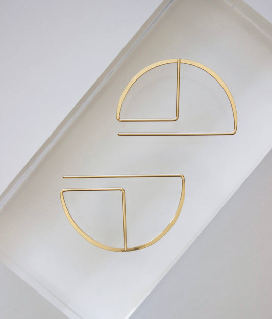 Large Round Profile Earrings, Lightweight Statement Earrings: 14K Gold Fill