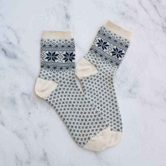 Women's Snowflake-Motif Comfort Socks | Ivory