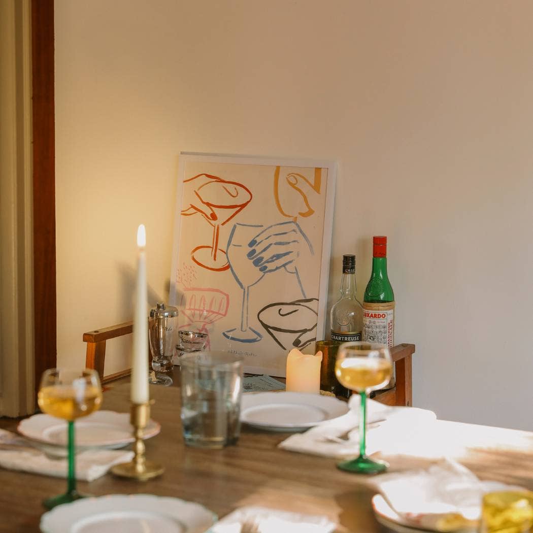 Cheers Cocktail Print: Green / 11 x 14