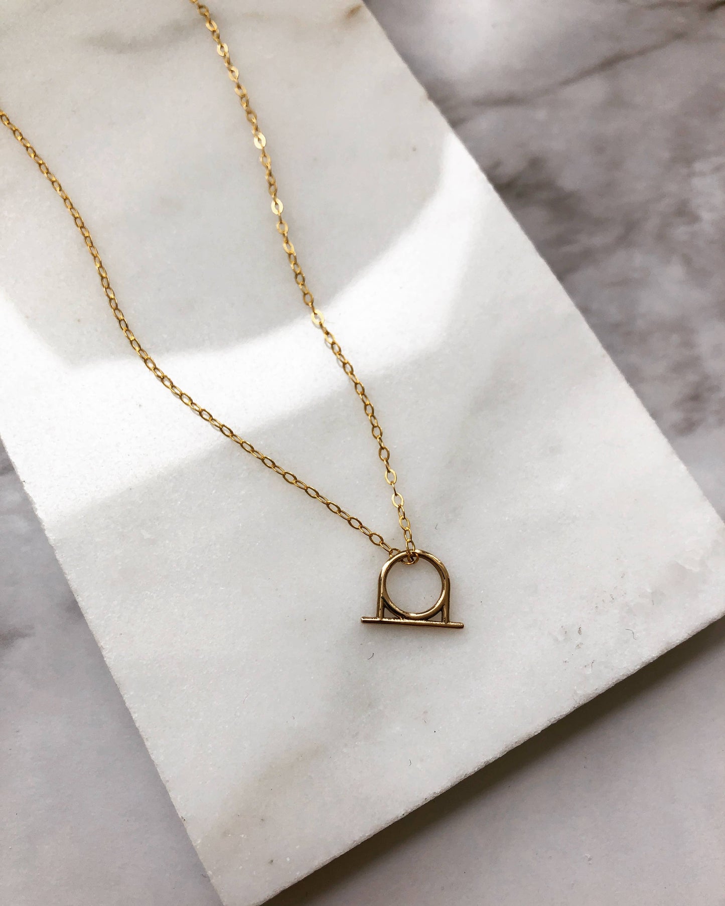 Emblem Charm Necklace: Solid 14k Gold Charm + Gold Fill Chain