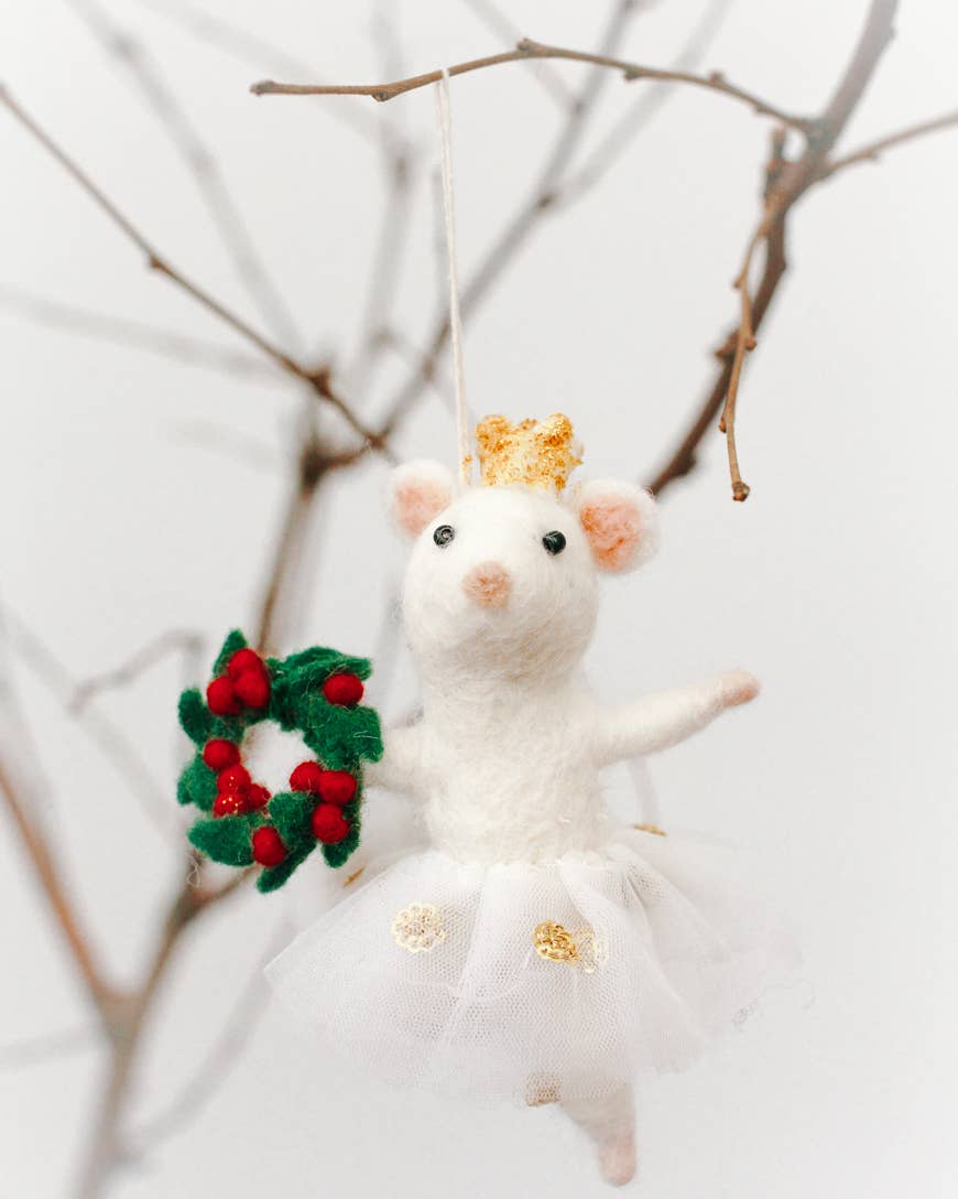 Ballerina Mouse Felt Ornament