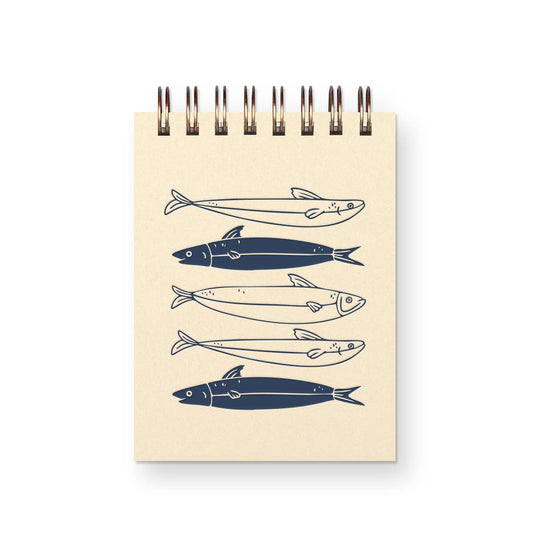 Fishes Mini Jotter Notebook: French Vanilla | Deep Blue Ink