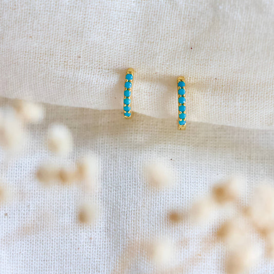 Hypoallergenic Turquoise Huggie Hoop Earrings