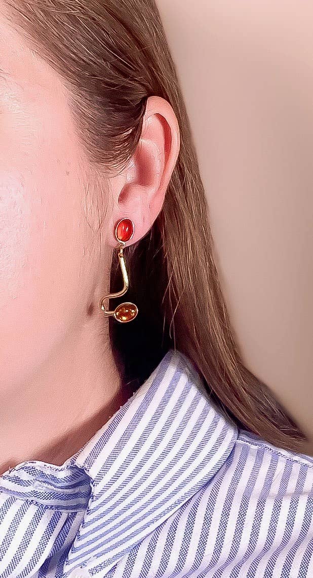 Carnelian + Tortoise Contour Earrings
