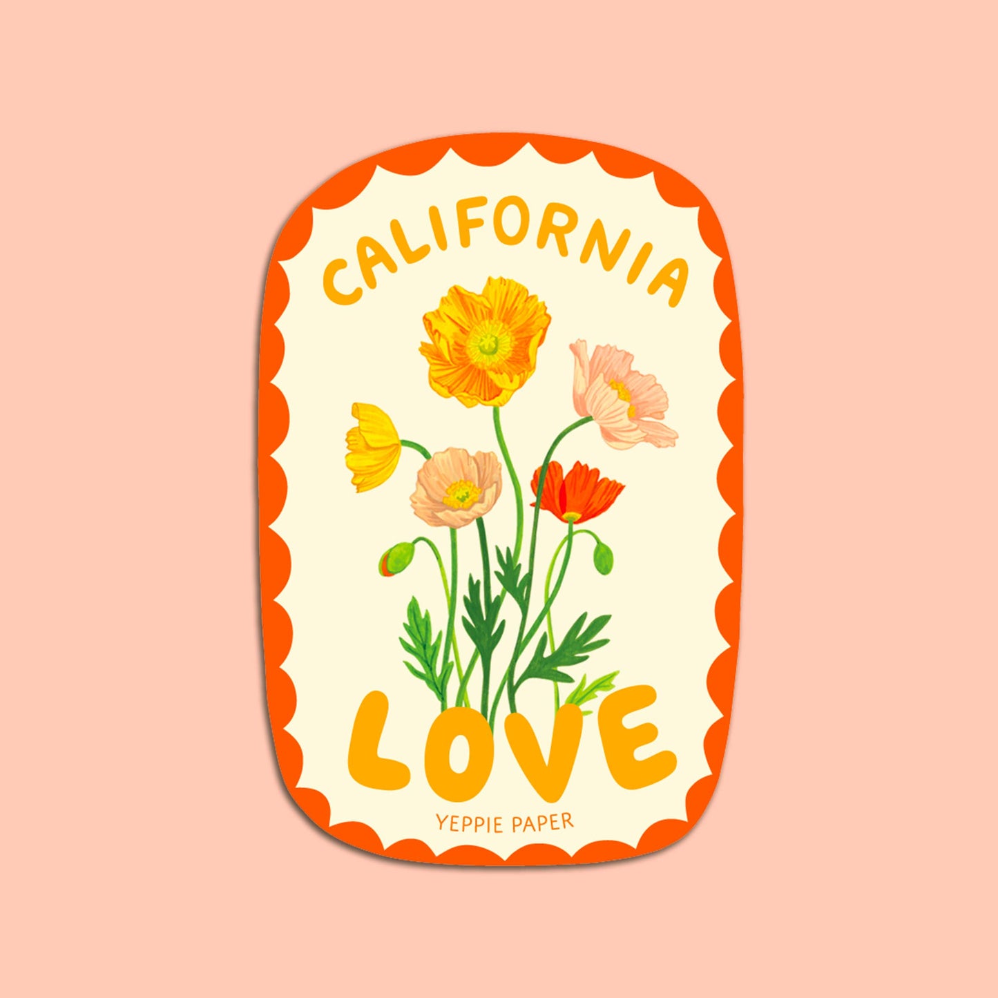 California Love Poppies Wildflower - Die Cut Sticker