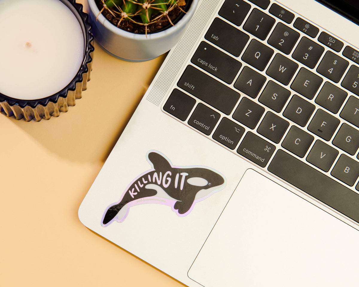 Holographic Vinyl Sticker—Killing It (Orca, Whale)
