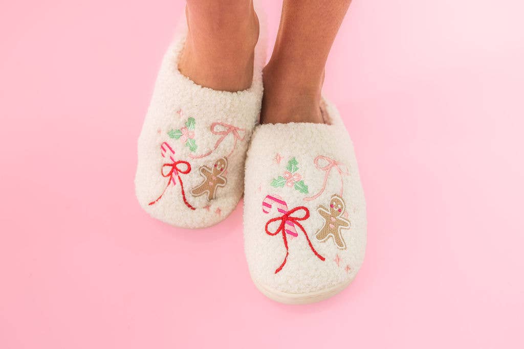 Gingerbread Bows - Christmas Sweets Slippers - X-Large