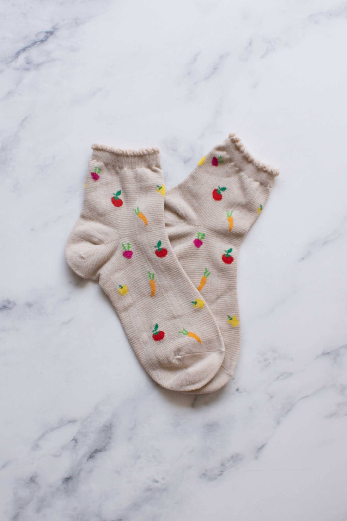 Vegetables Ankle Socks | Beige
